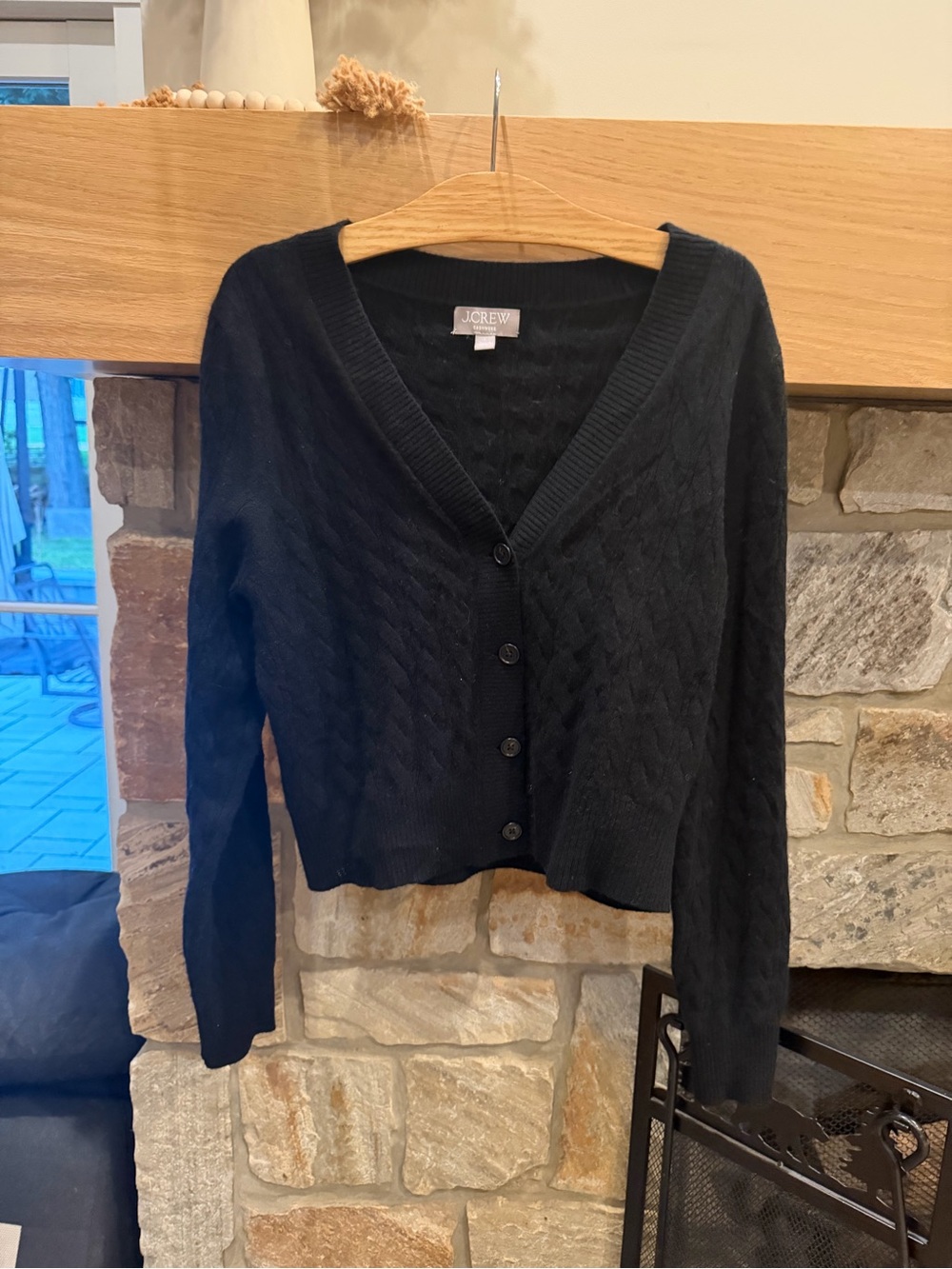 J.Crew 100% Cashmere Cable Knit Cardigan Black size L - Picture 6 of 13